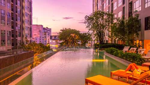 The Base - Swimming Pool at sunset.